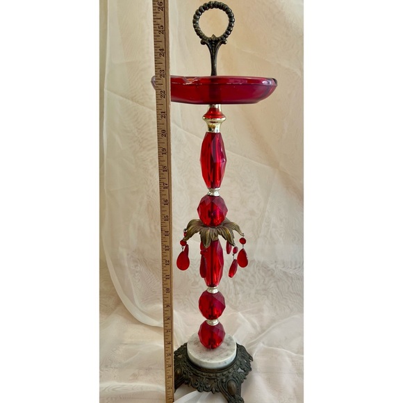 Vintage Red Ashtray Stand, ~26in tall - Picture 2 of 4